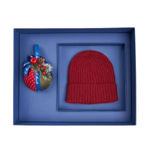 CHRISTMAS BOX WITH BORDEAUX CASHMERE COSTA BEANIE