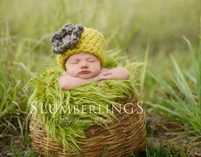 Citron Yellow Newborn Flower Cloche Hat