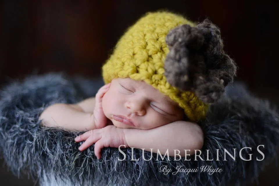 Citron Yellow Newborn Flower Cloche Hat