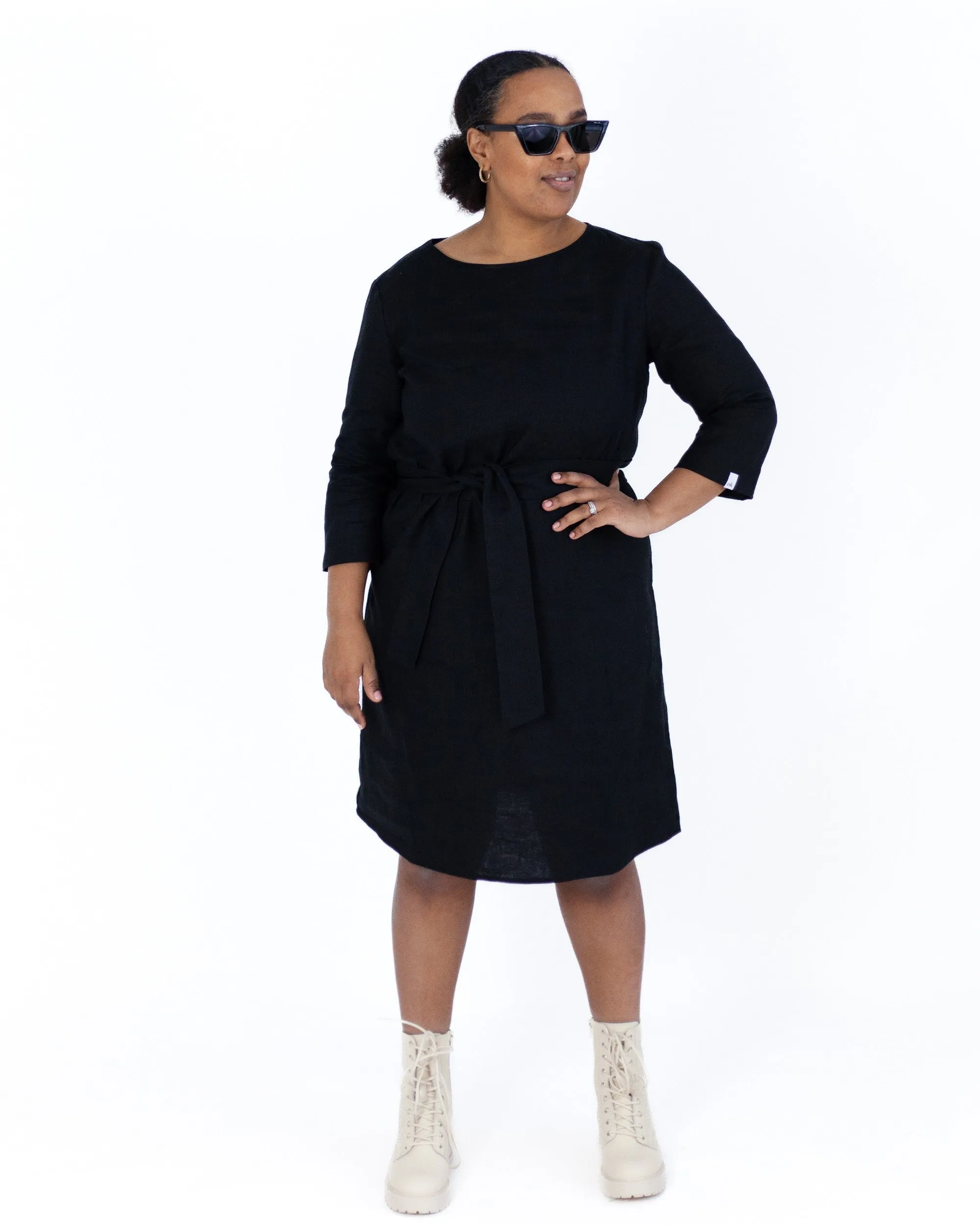 Classic Linen Dress Black