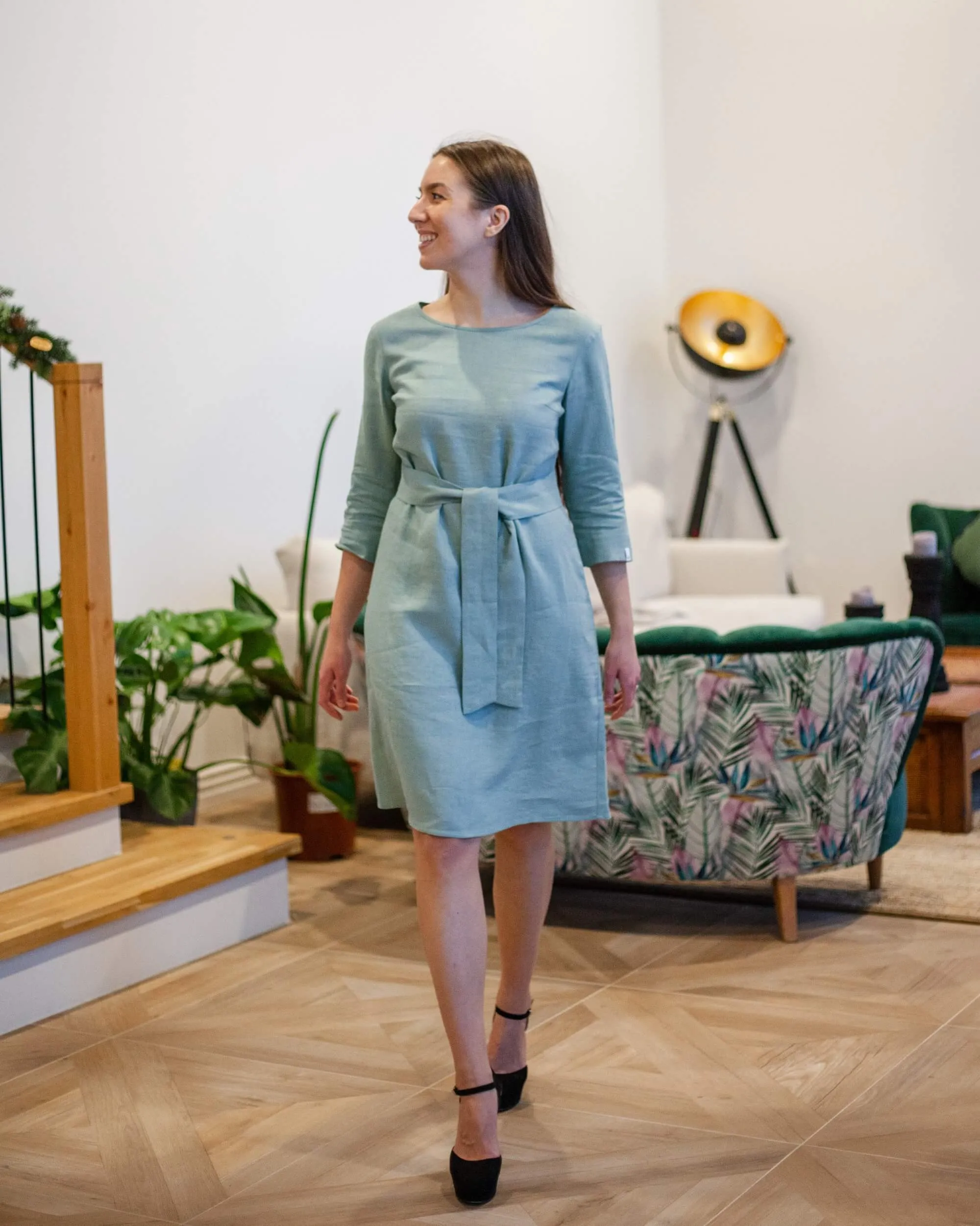 Classic Linen Dress Desert Sage Green