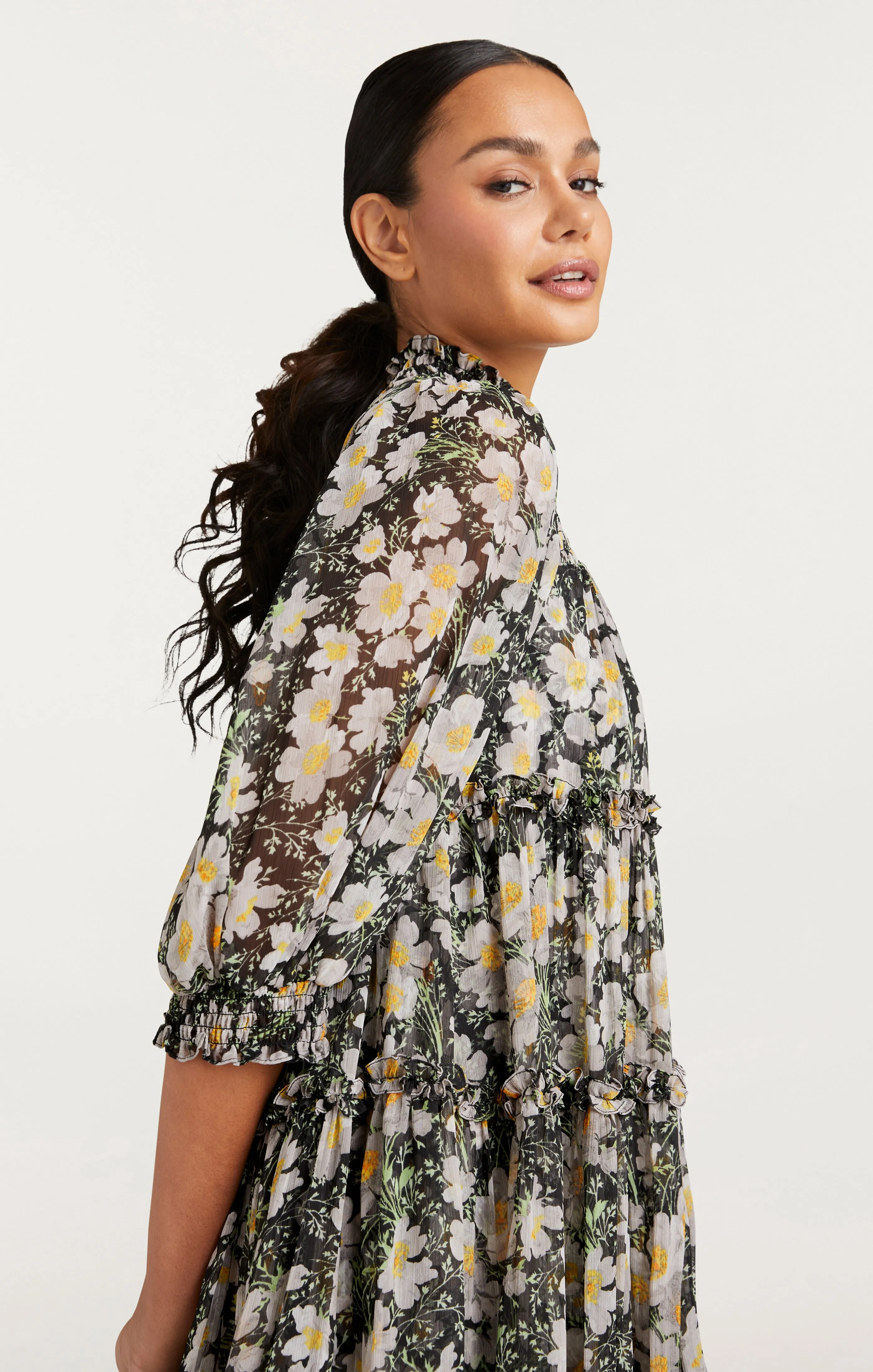 Cosmo Flowers Olive Dress