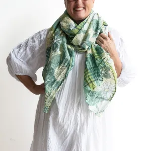 Cotton Maxi Scarf Wrap Sarong- Petal & Plaid