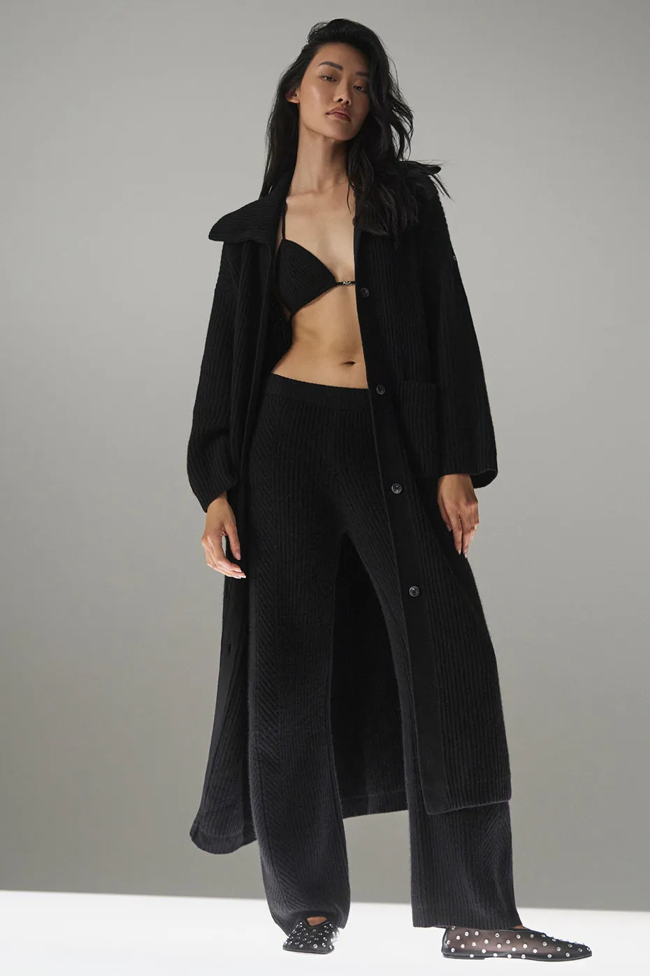 Courchevel Cashmere Long Cardigan - Black