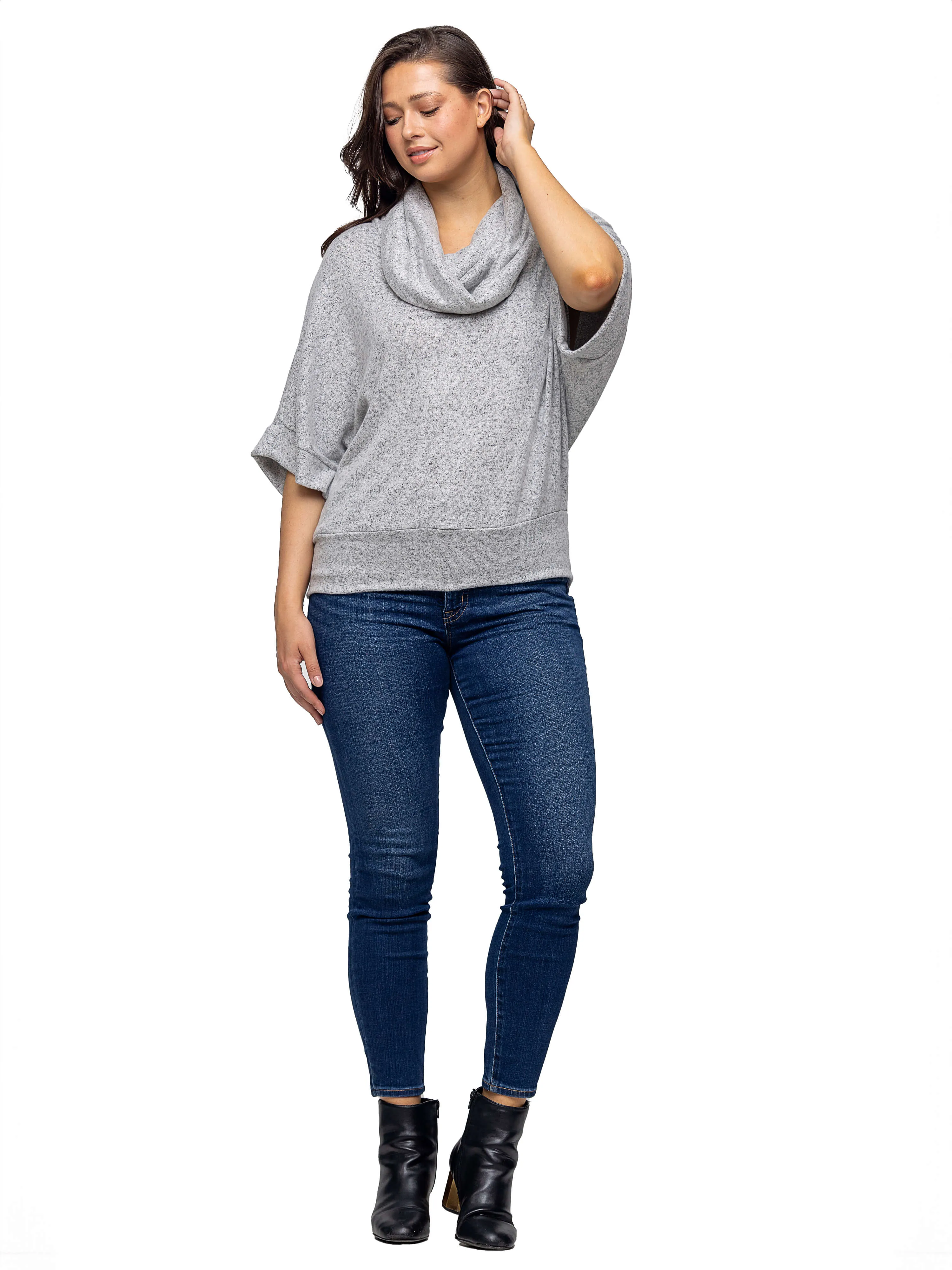 Cowl Neck Dolman Sleeve Sweater Top