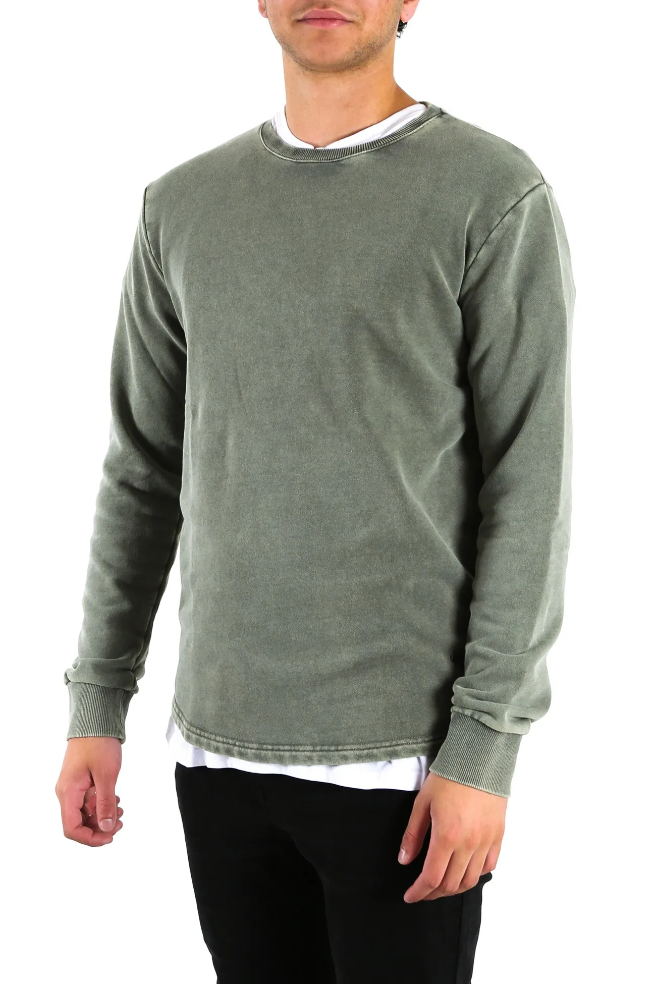 Curved Hem Crew Khaki