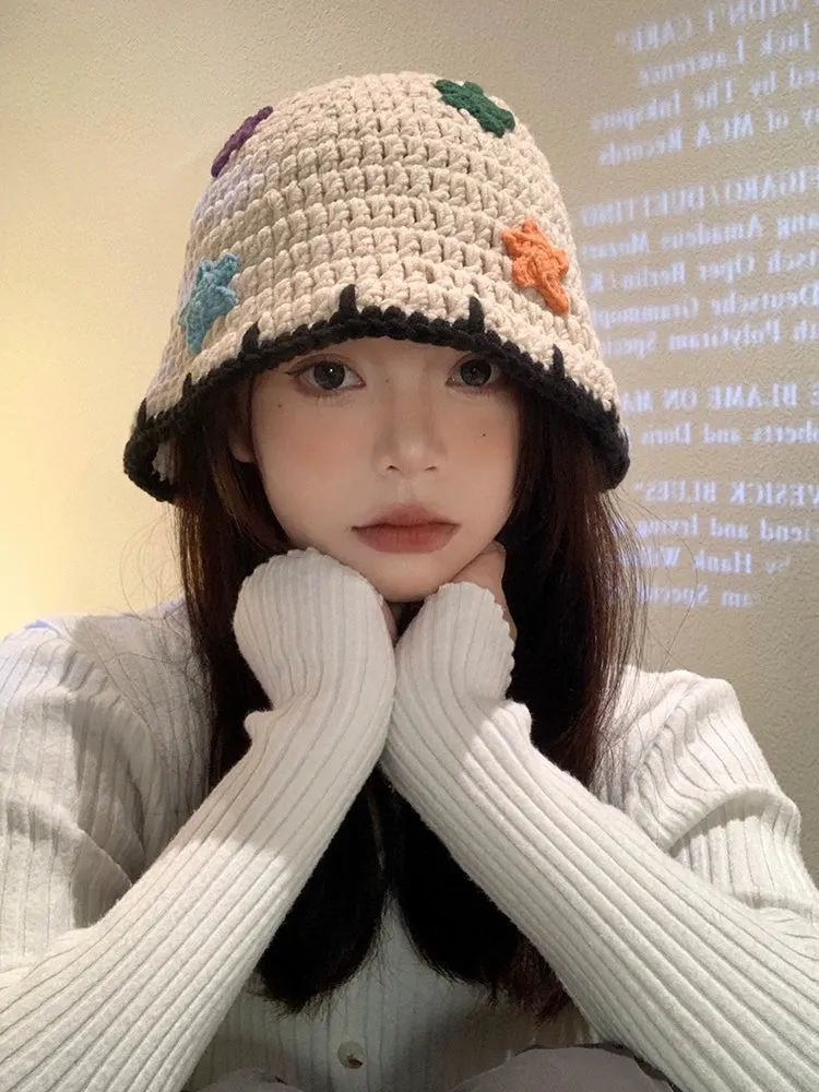 Cute Star Knitted Bucket Hat