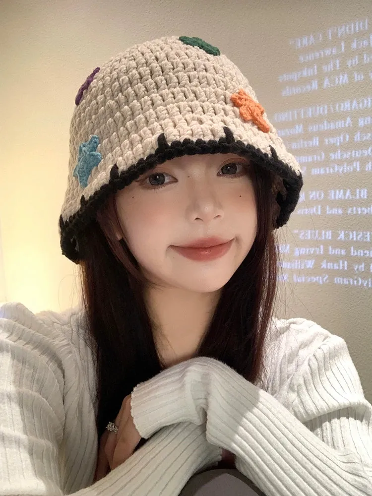 Cute Star Knitted Bucket Hat