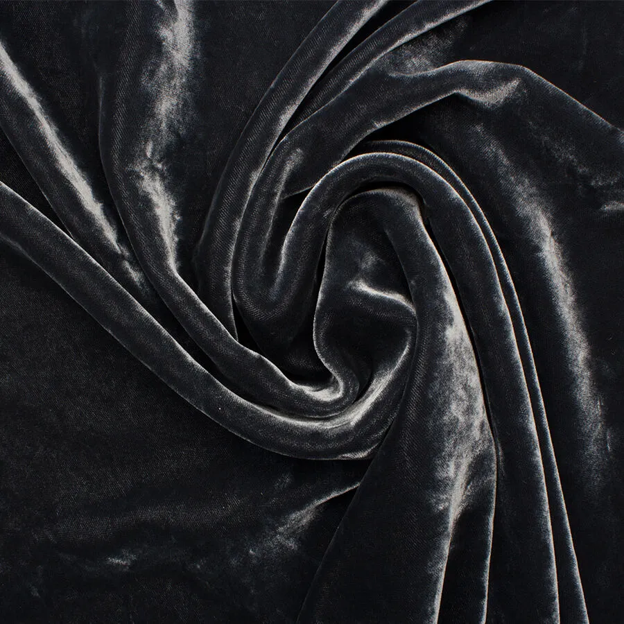 Dark Grey Plain Cotton Velvet