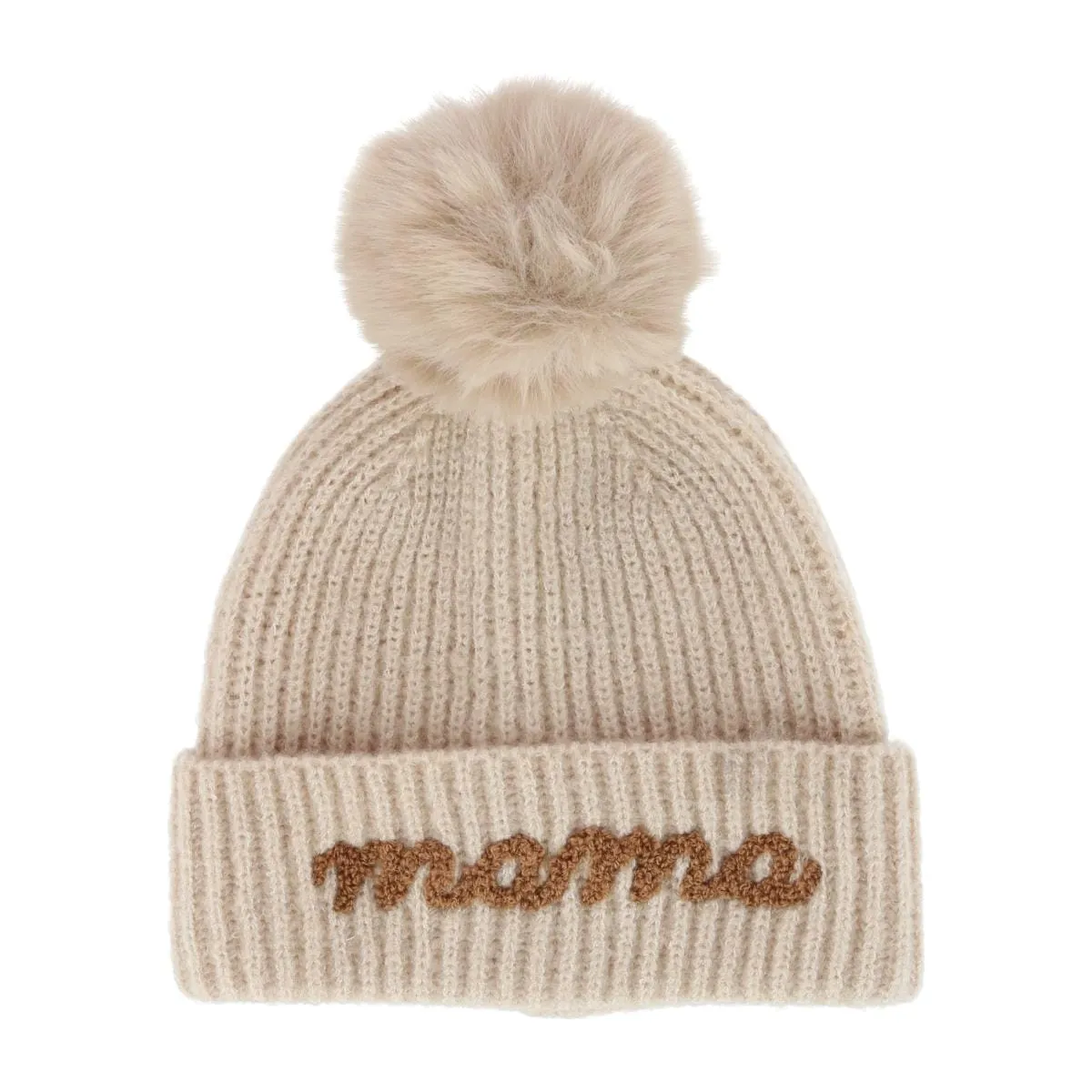 David & Young Women's Mama Knit Winter Beanie with Matching Pom