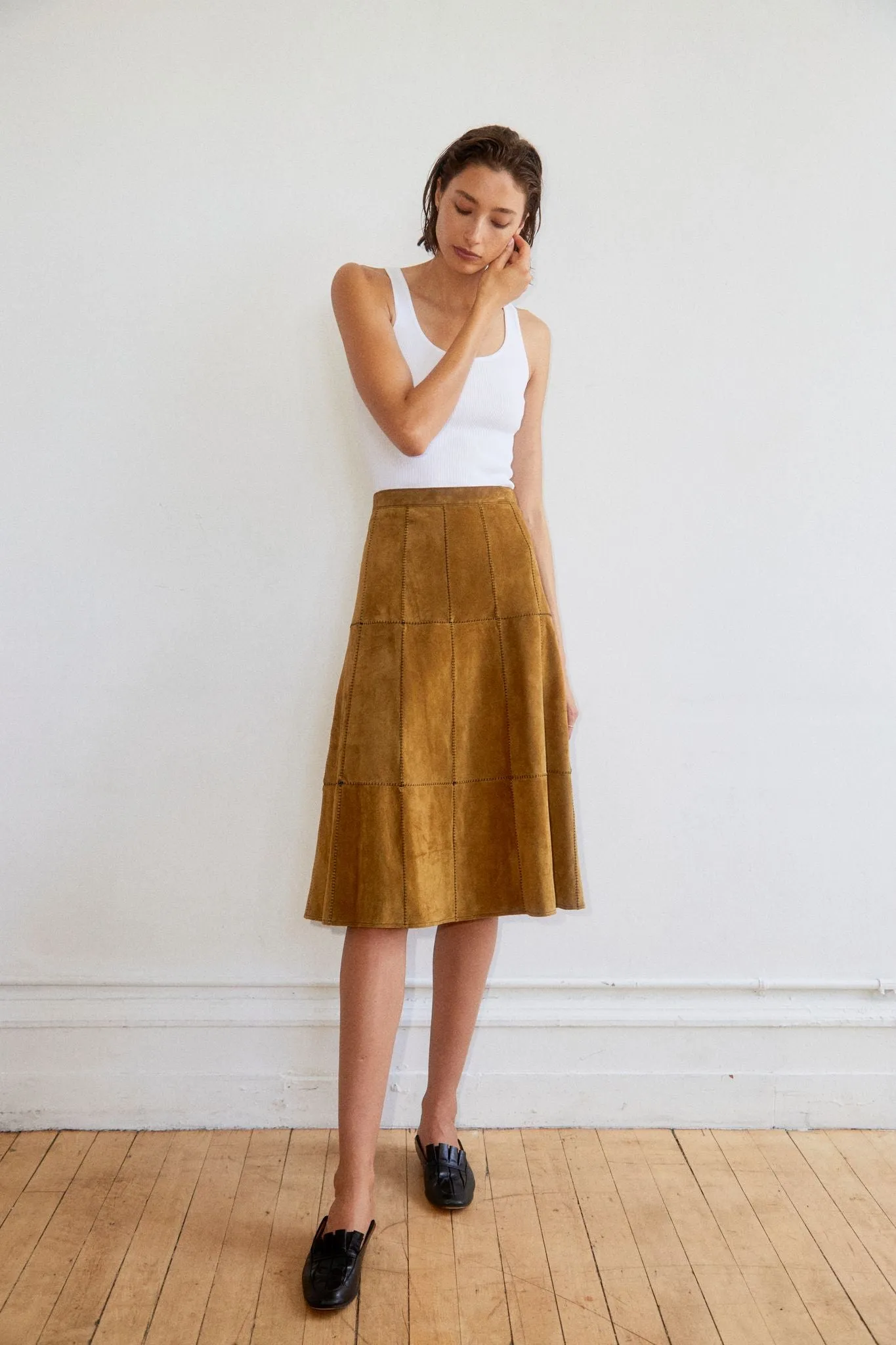 Debaun Suede Patchwork Skirt