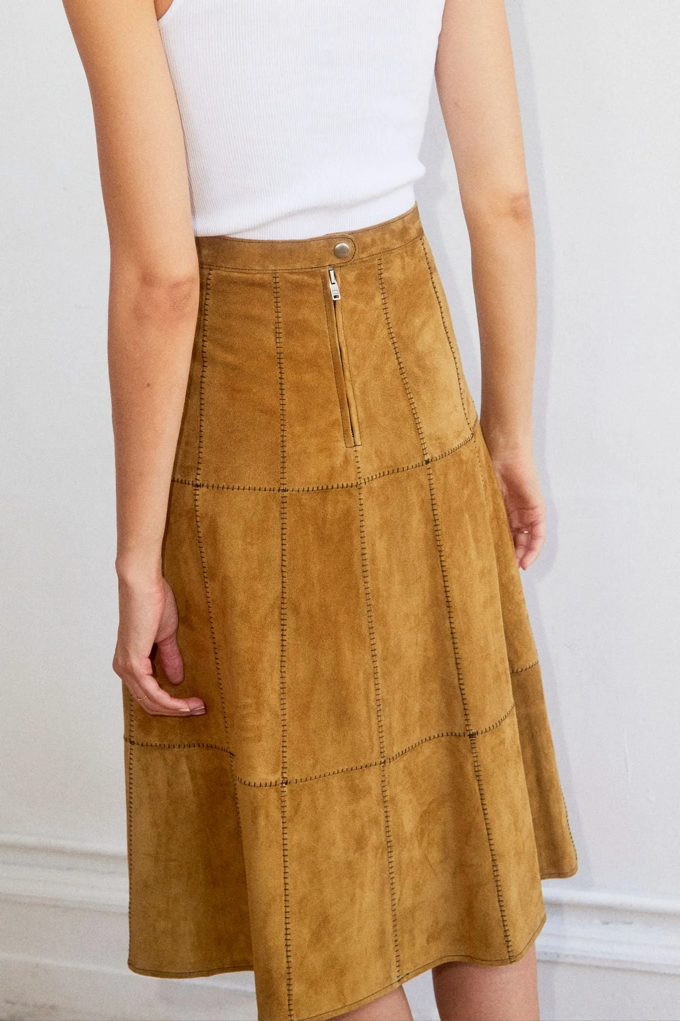 Debaun Suede Patchwork Skirt