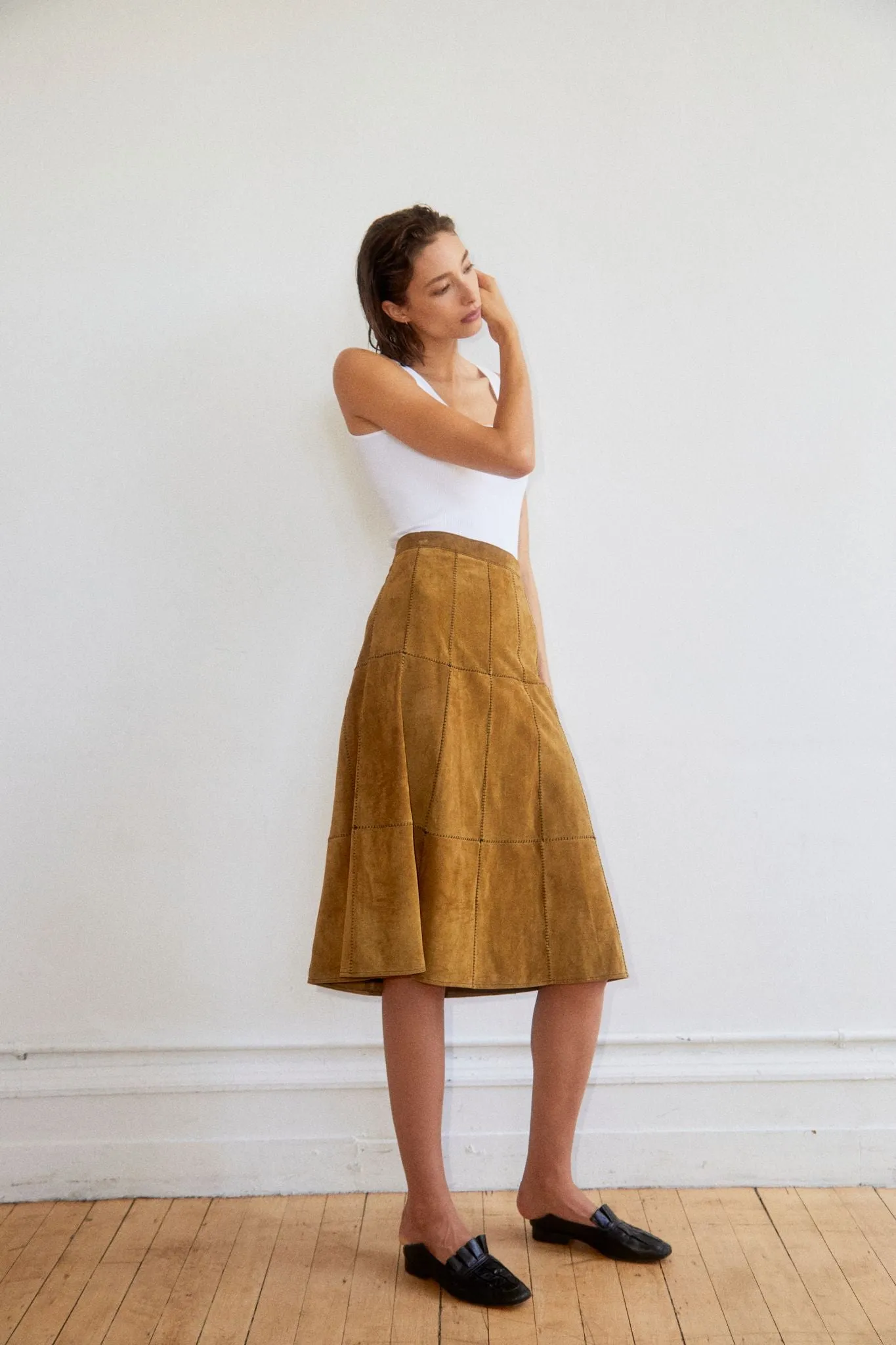 Debaun Suede Patchwork Skirt