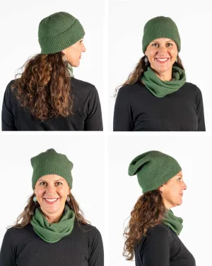 Deep Sage Slouch Beanie Hat in Possum Merino Wool Unisex - NX677