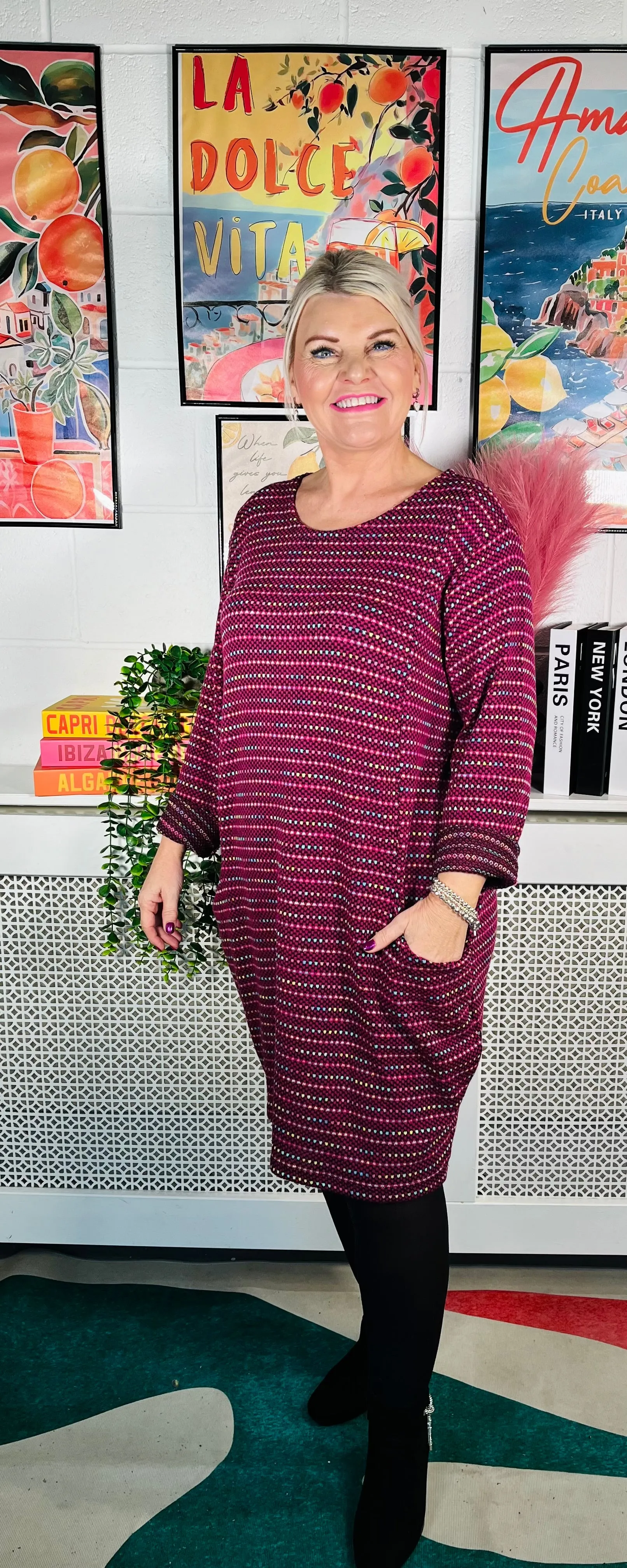 Donovan Jumper Dress - Magenta