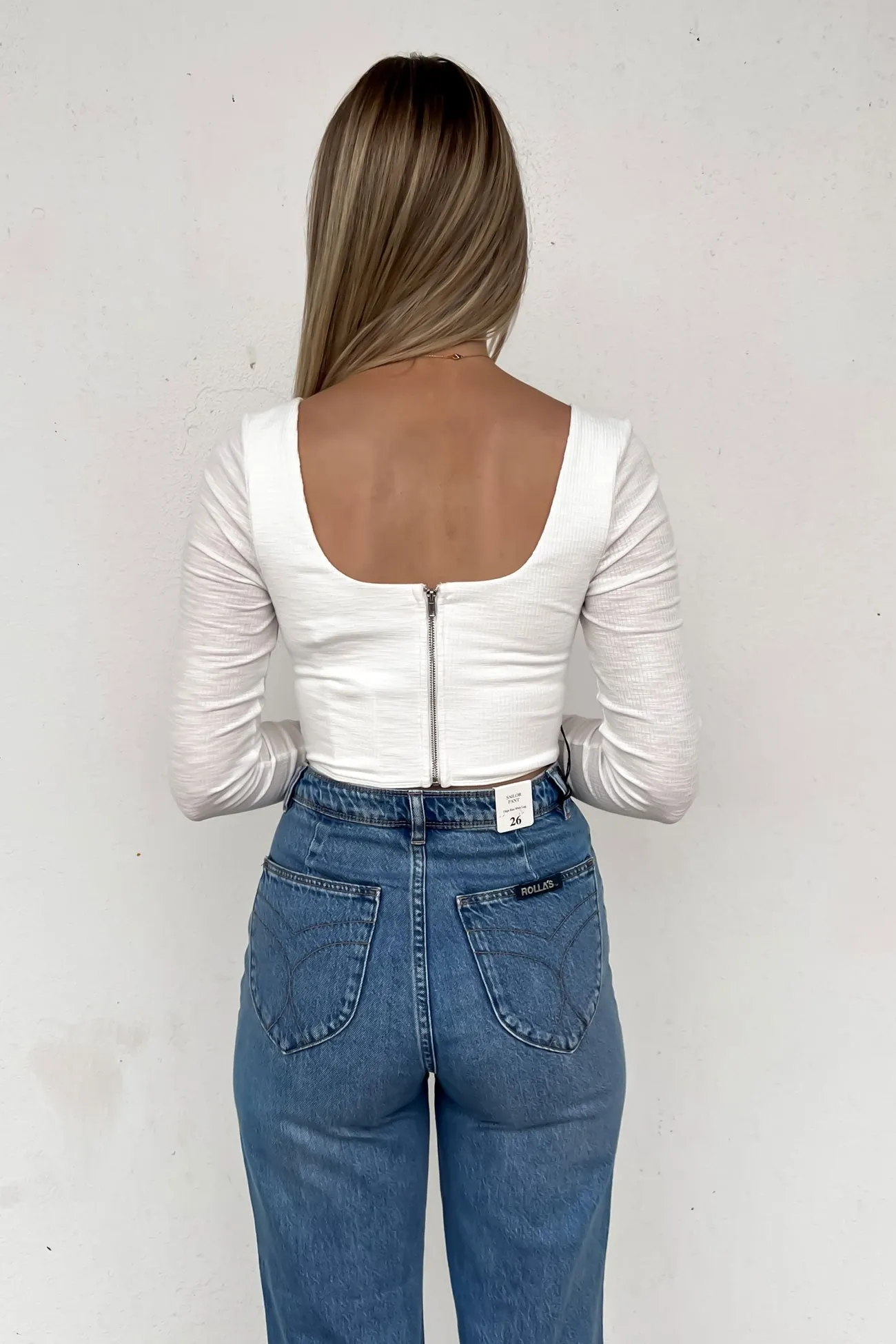 Eden Long Sleeve Corset Top White