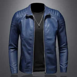 Elegant Vegan Leather Jacket with Pockets for Men | For Winter