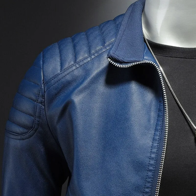 Elegant Vegan Leather Jacket with Pockets for Men | For Winter