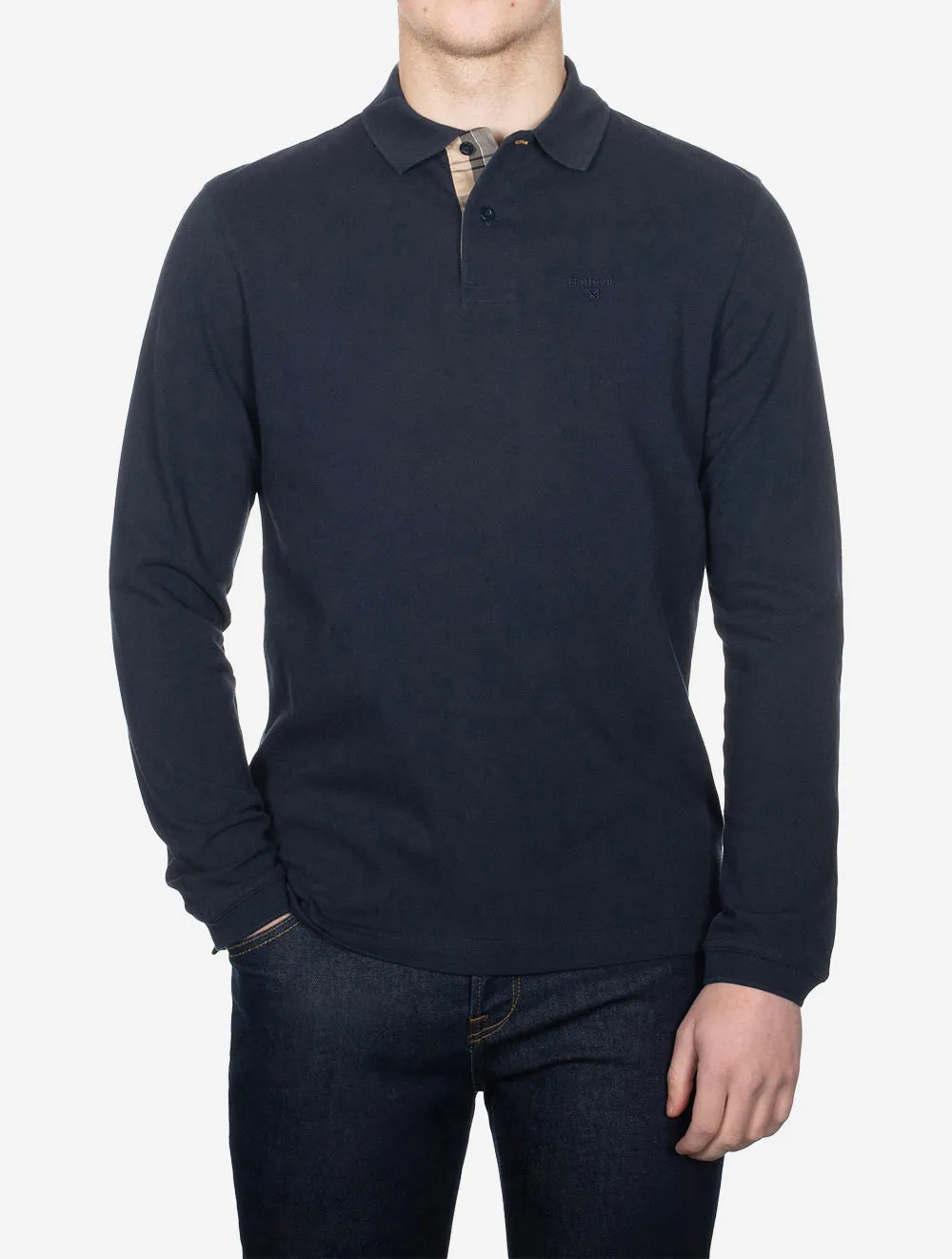 Essential Long Sleeve Sports Polo Navy