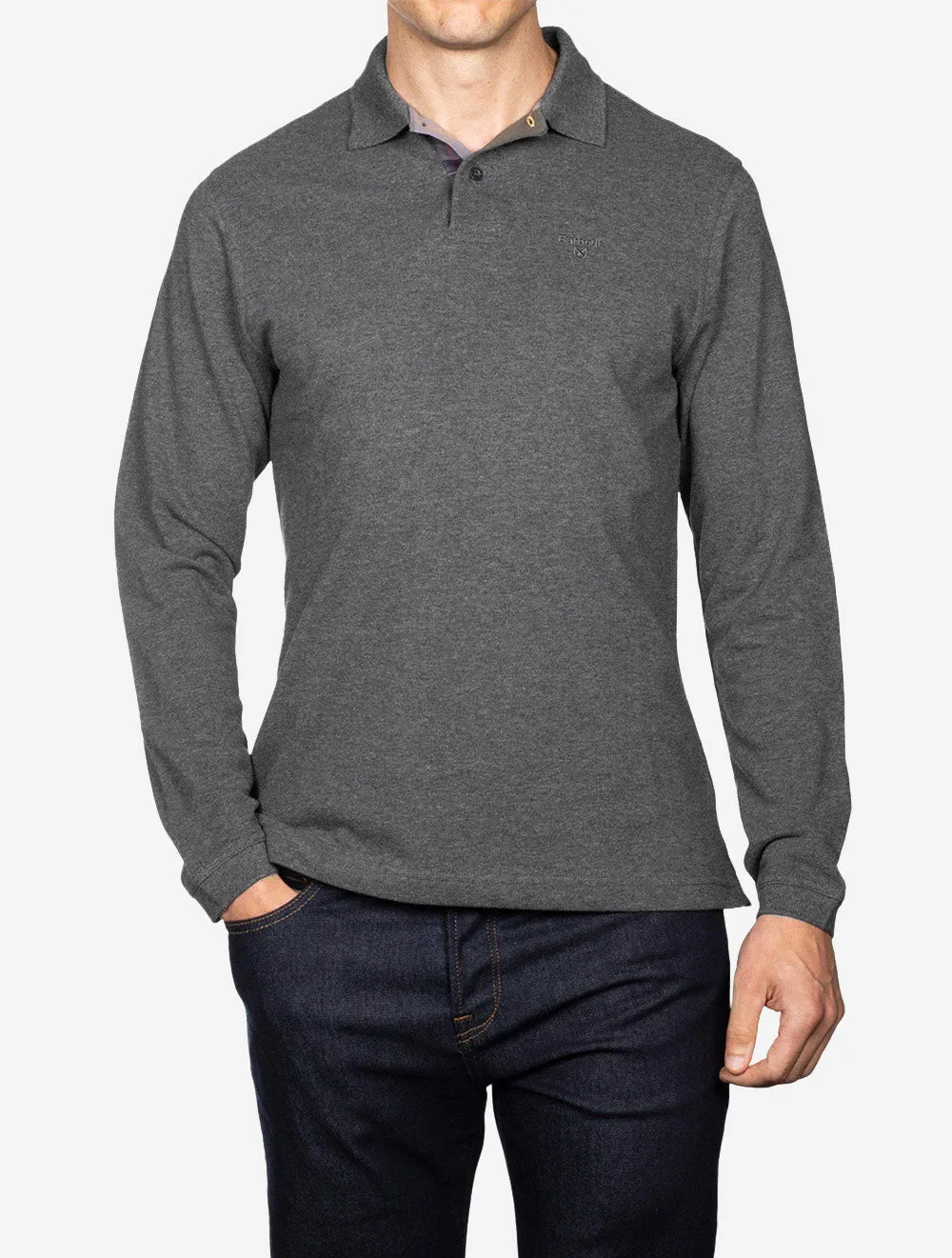 Essential Long Sleeve Sports Polo Slate Marl