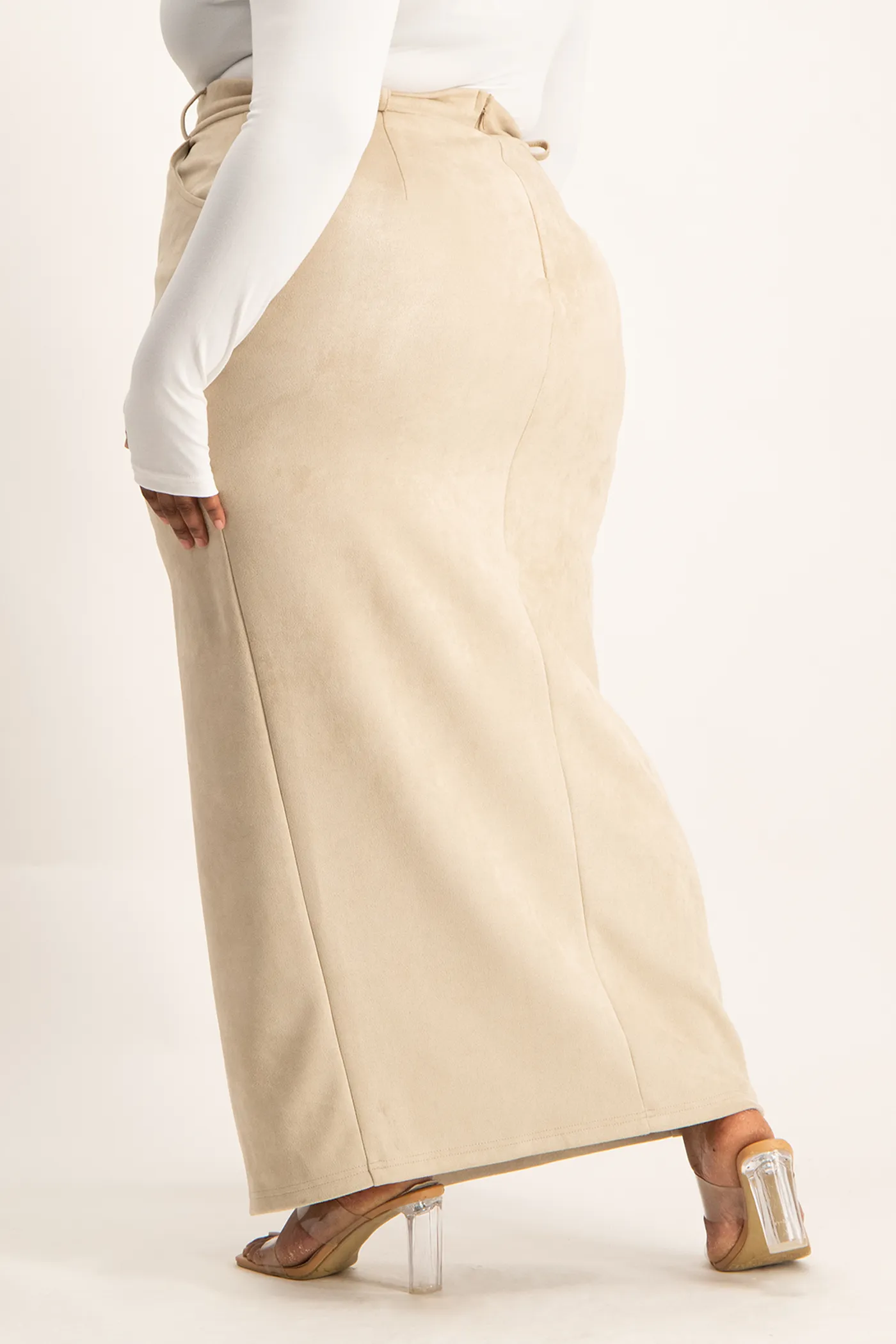 Ester Suede Maxi Skirt - Ivory