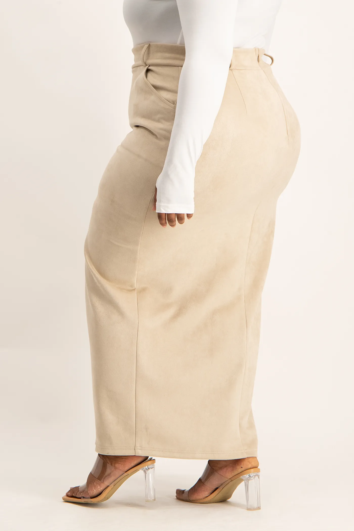 Ester Suede Maxi Skirt - Ivory