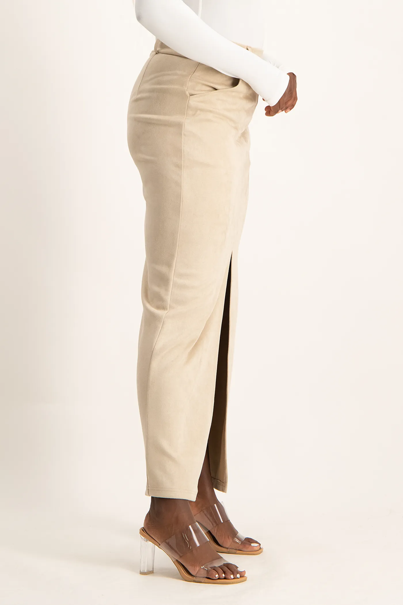 Ester Suede Maxi Skirt - Ivory