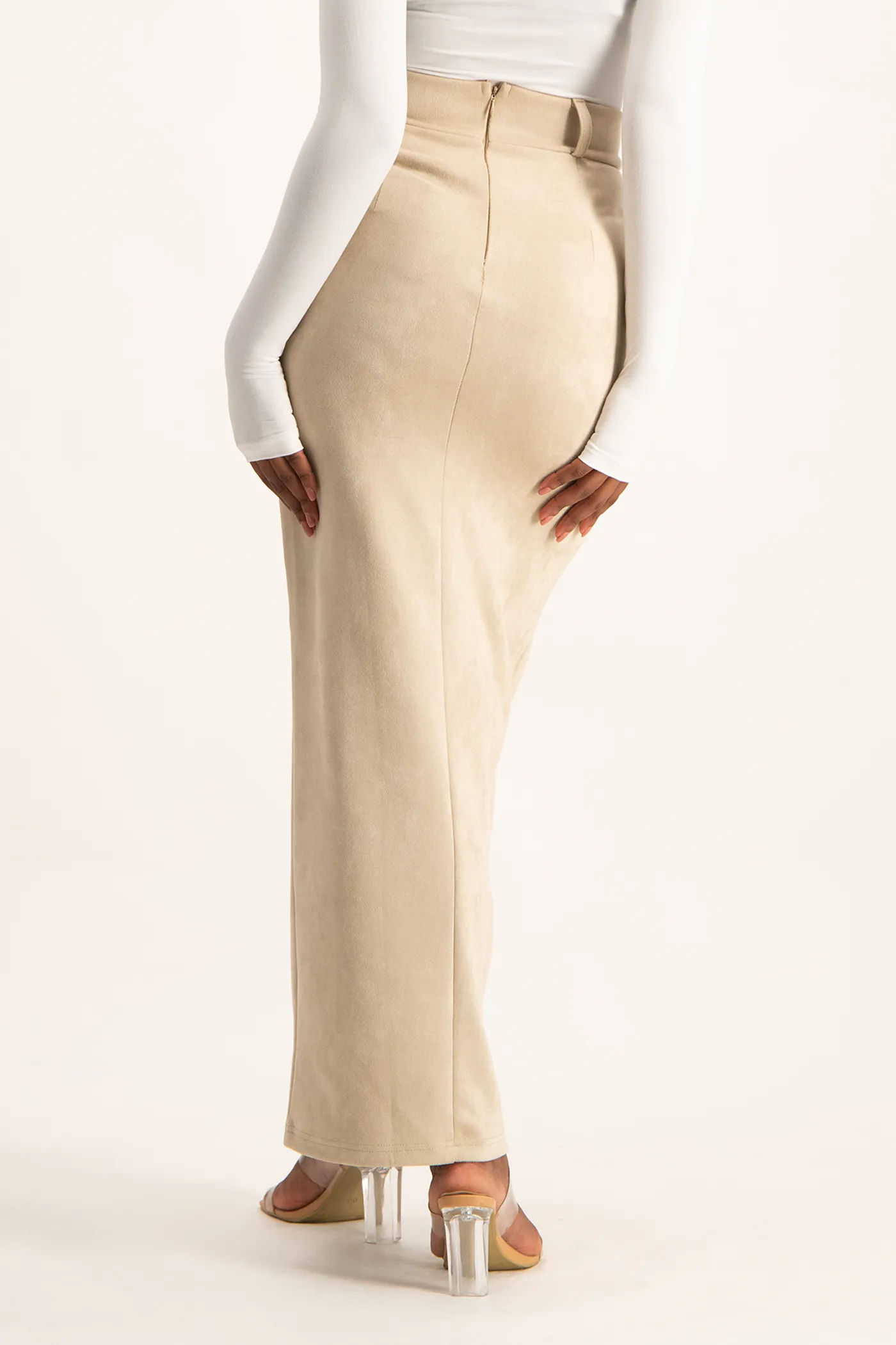 Ester Suede Maxi Skirt - Ivory