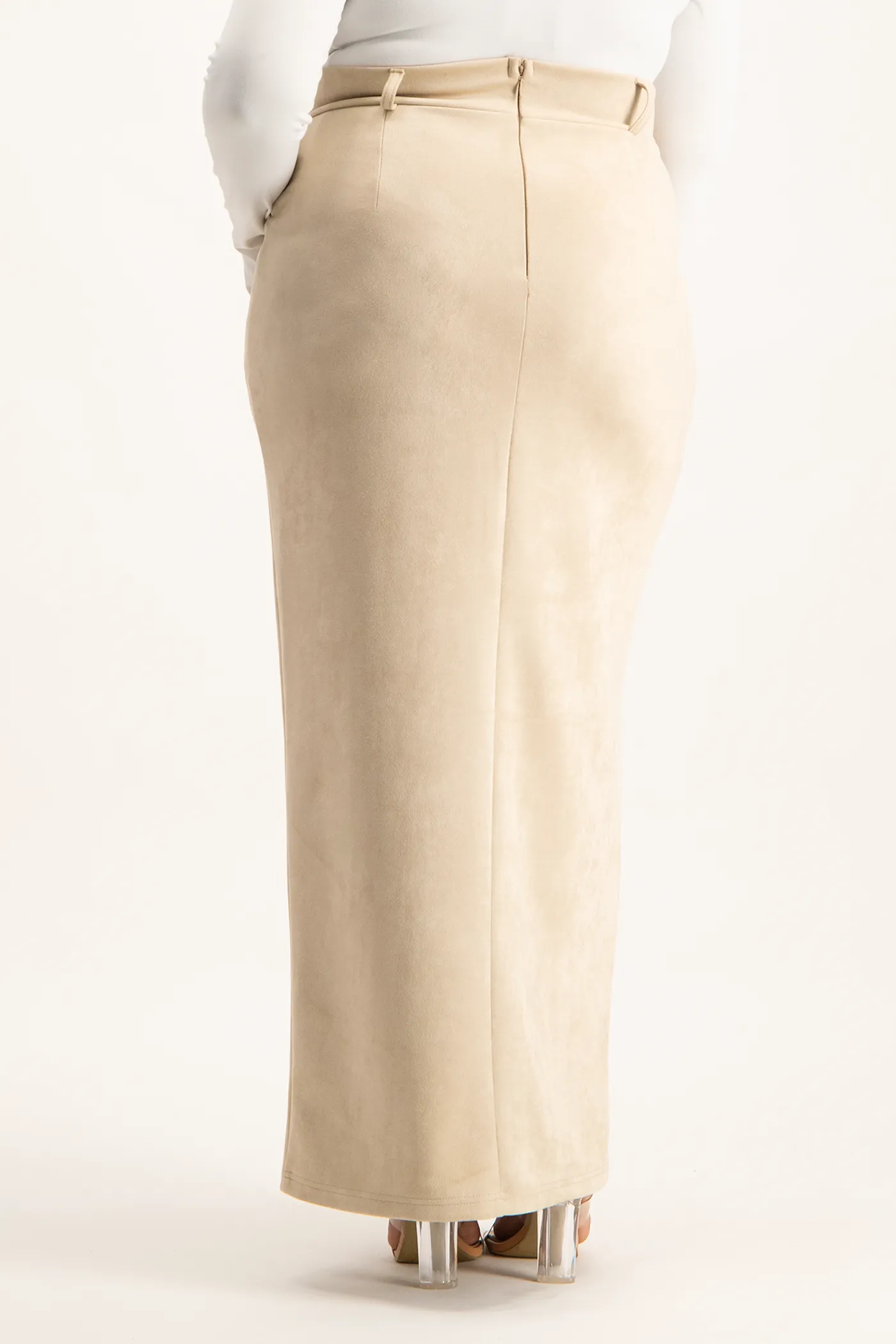 Ester Suede Maxi Skirt - Ivory