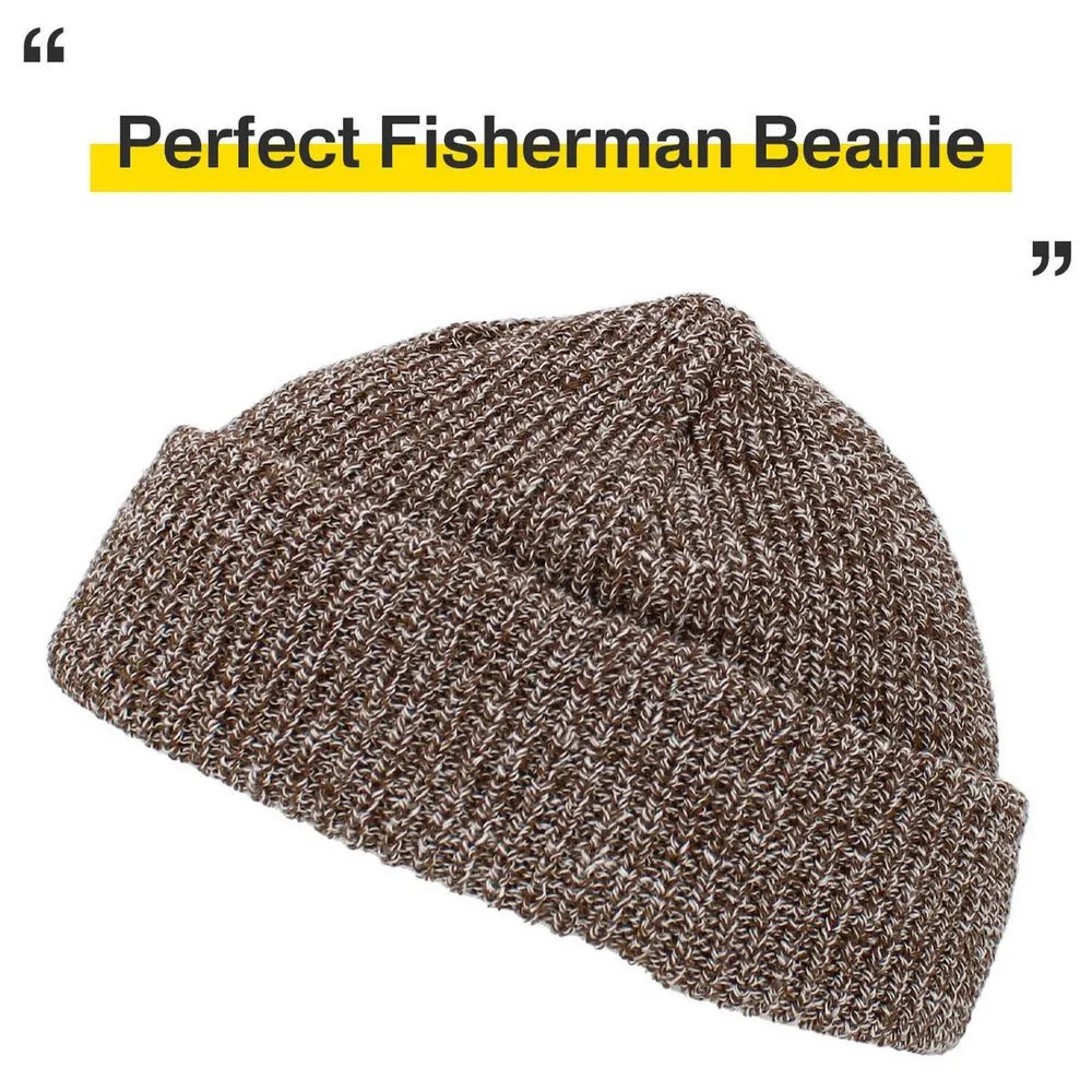 Ethos FISHERMAN BEANIE - BRUN-MIX acryl hue i klassisk fisker stil