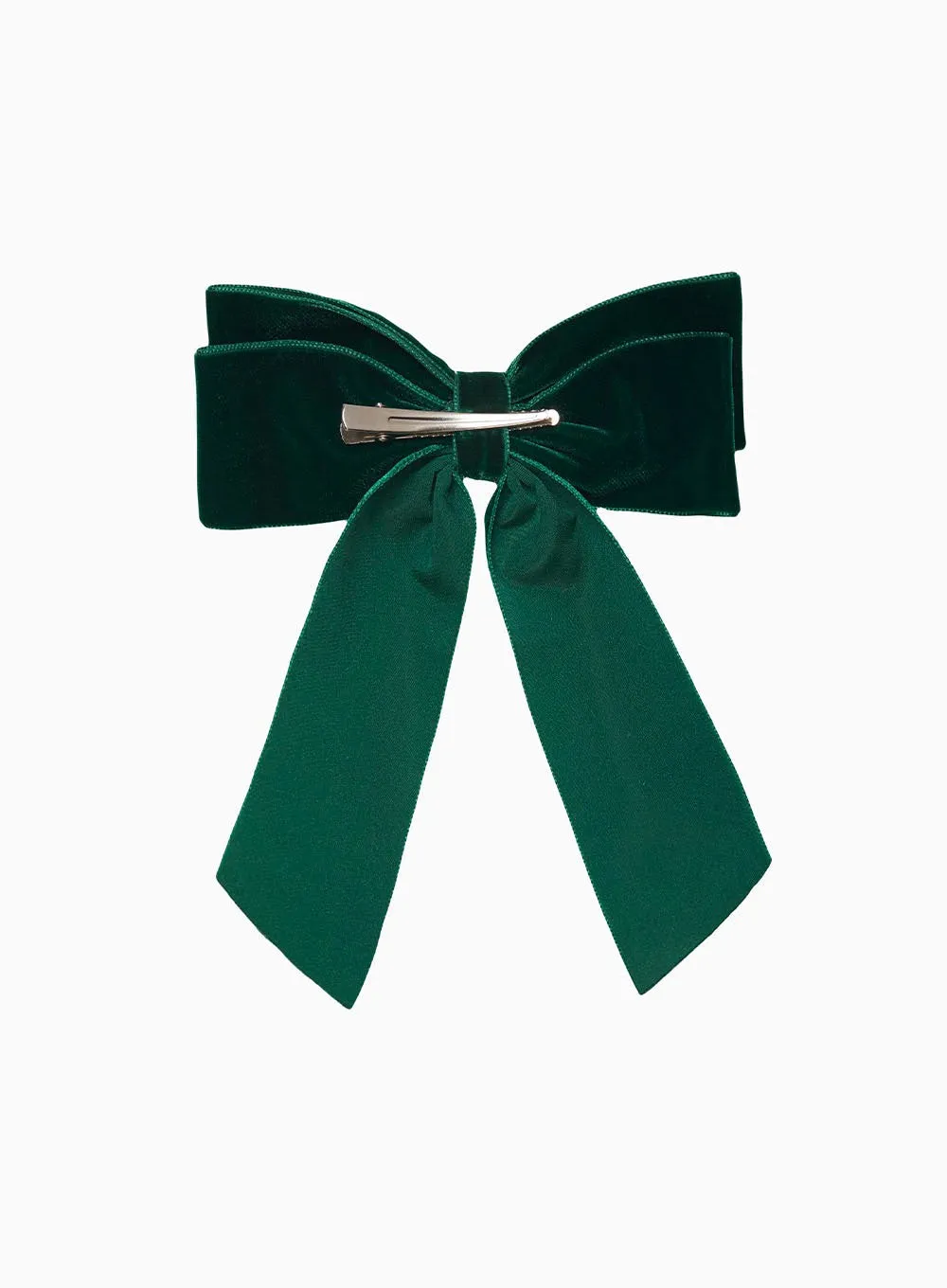 Extra Large Velvet Bow Hair Clip in Green