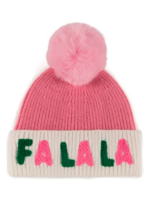 Fa La La Graphic Knit Hat, Pink