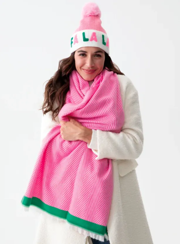 Fa La La Graphic Knit Hat, Pink