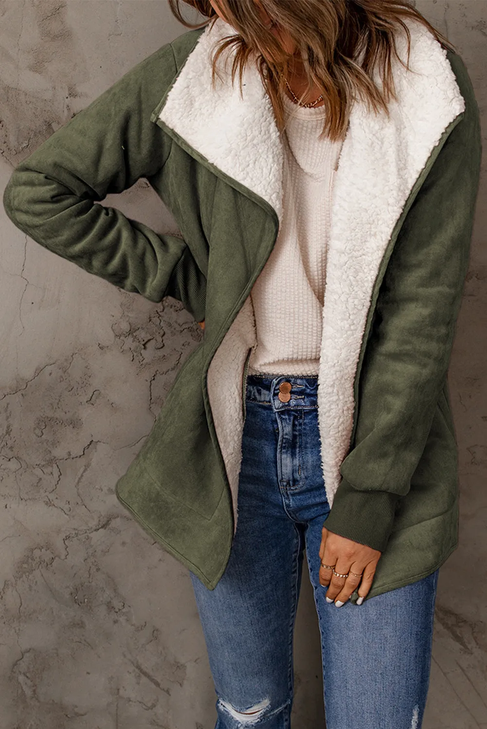 Faux Suede Fleece Lined Jacket