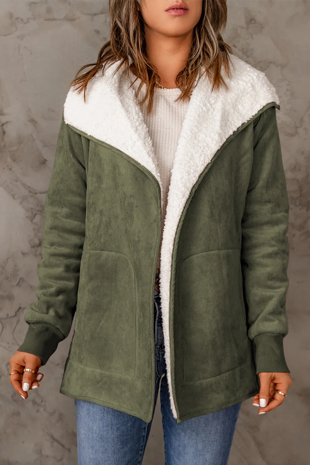 Faux Suede Fleece Lined Jacket