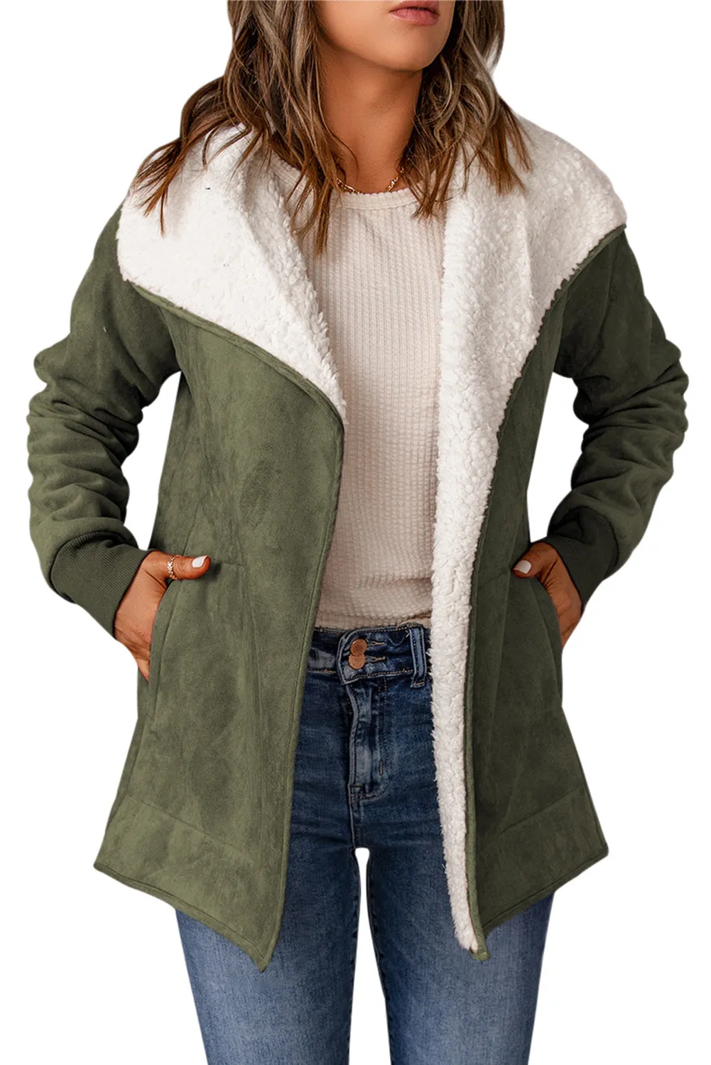 Faux Suede Fleece Lined Jacket