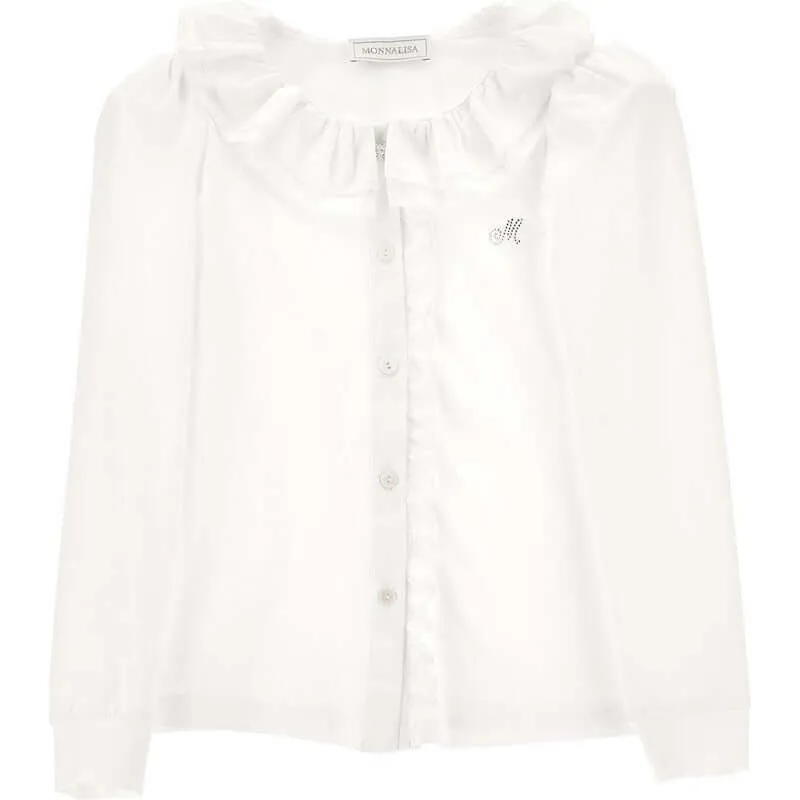 Girls Cream Frill Shirt