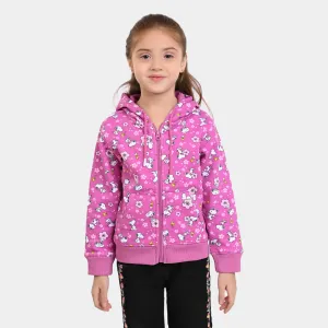 Girls Knitted Jacket Character All Over Printed - Violet