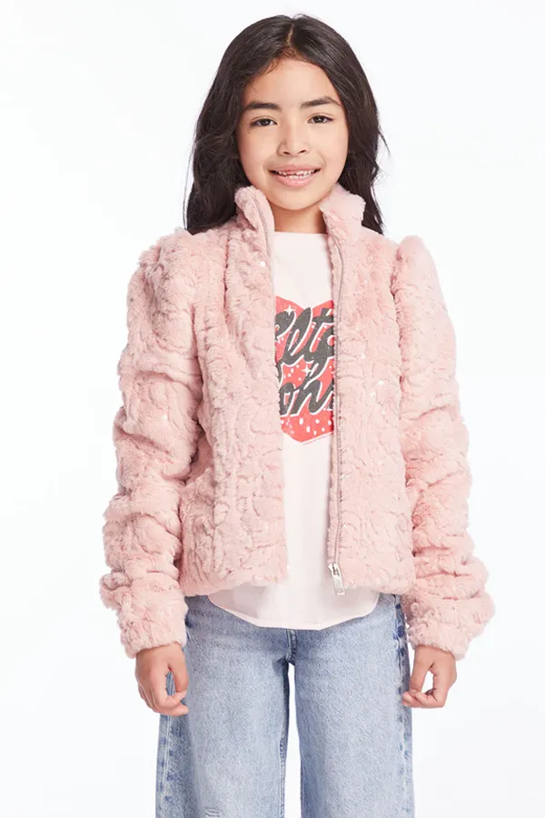 Girls Puff Sleeve Jacket | Pinky