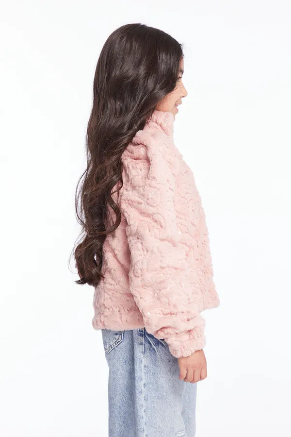 Girls Puff Sleeve Jacket | Pinky