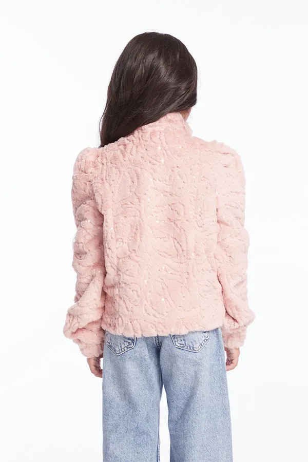 Girls Puff Sleeve Jacket | Pinky