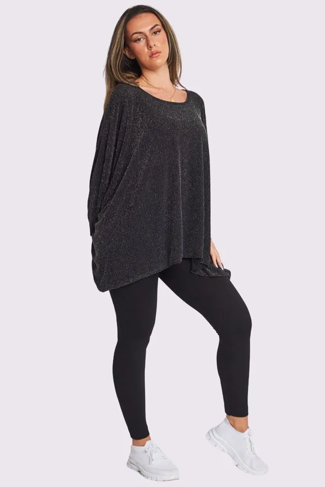 Glitter Oversized Batwing Top