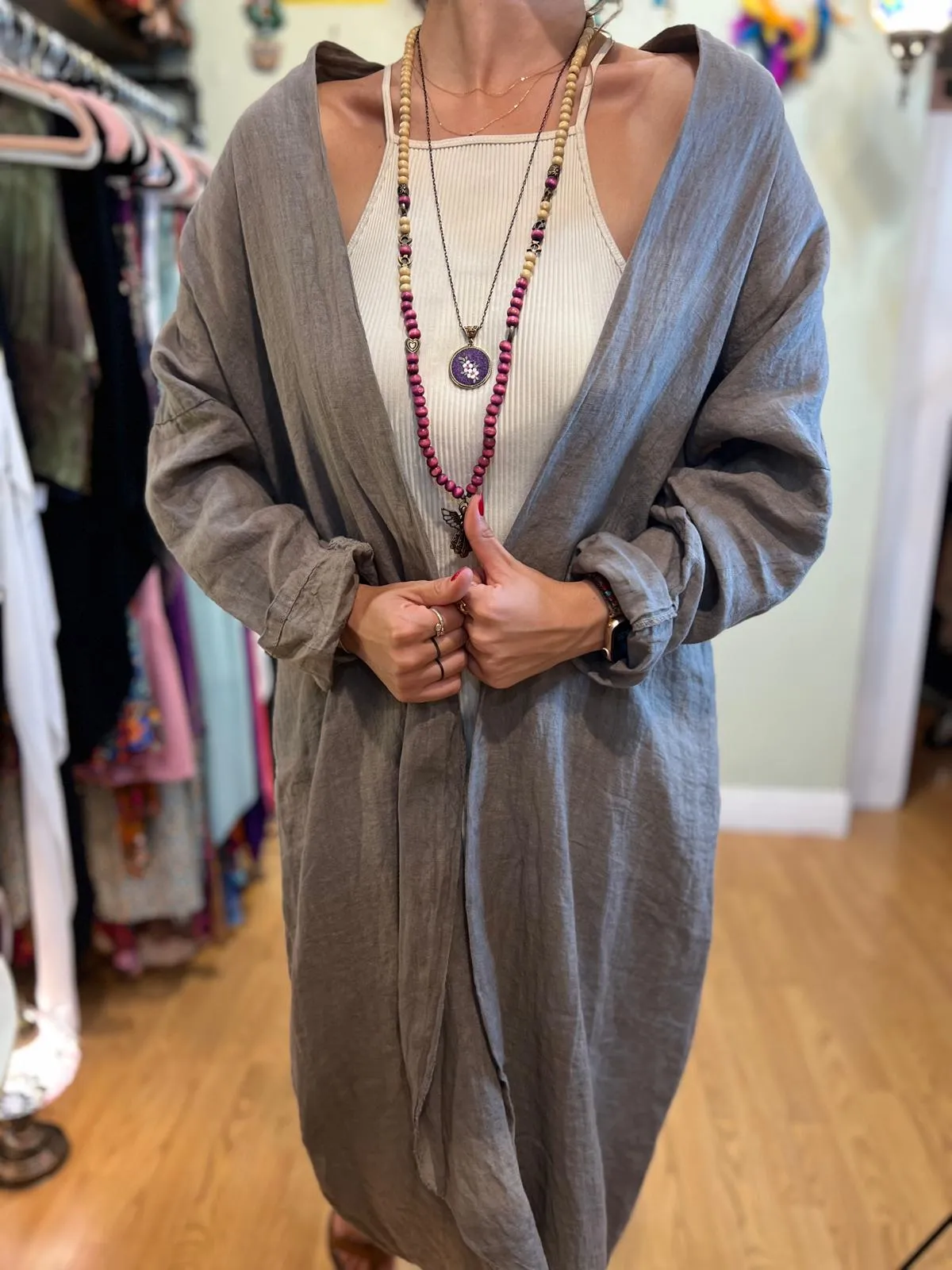 Gray Linen Kaftan