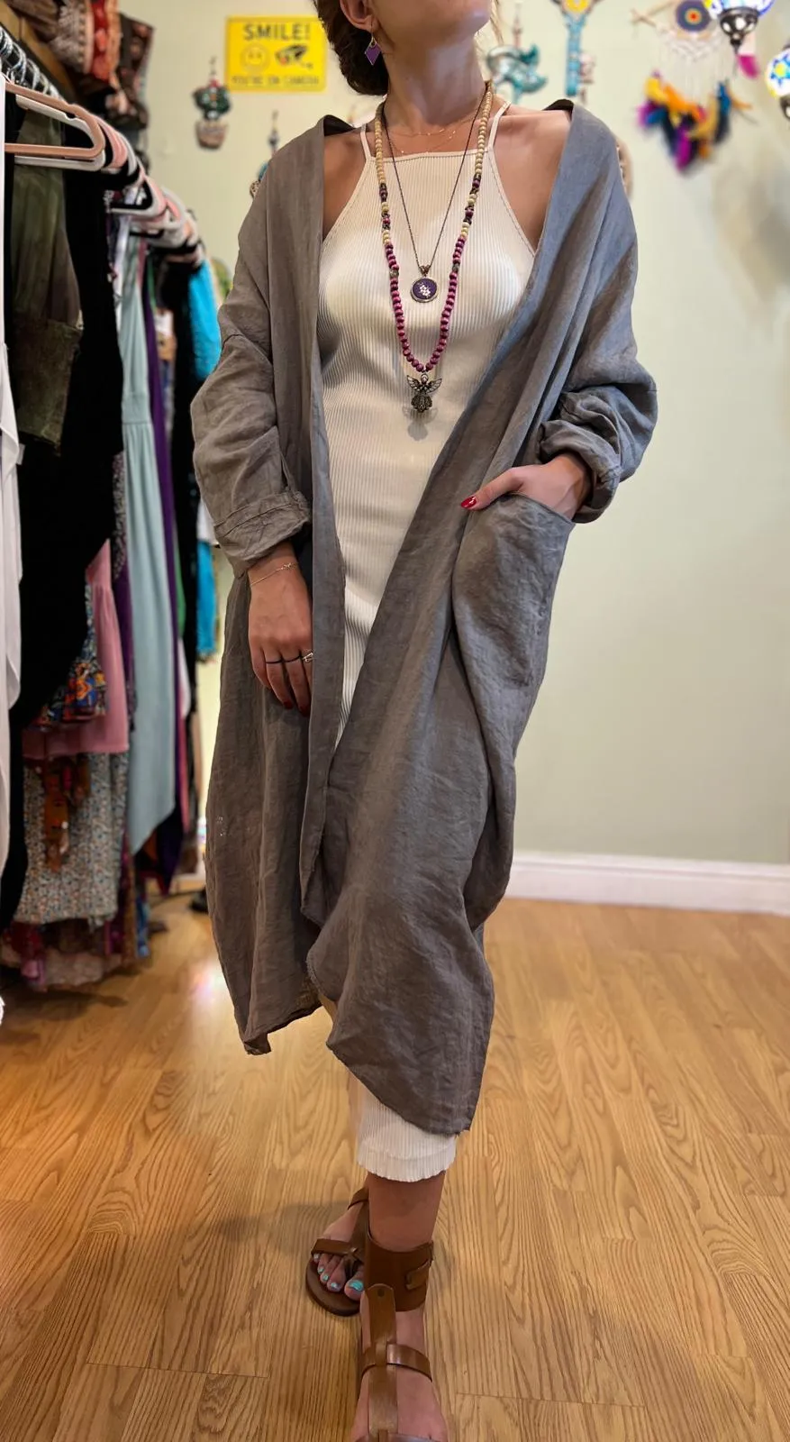 Gray Linen Kaftan