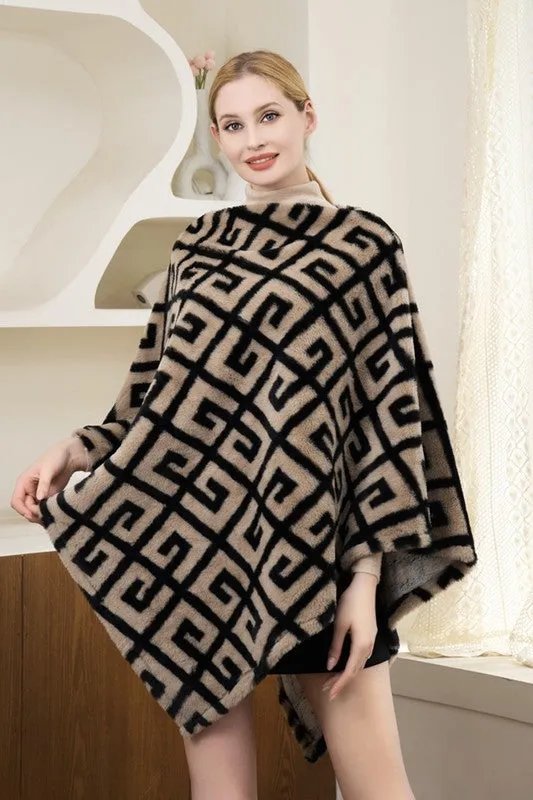 Greek Pattern Fur Cape