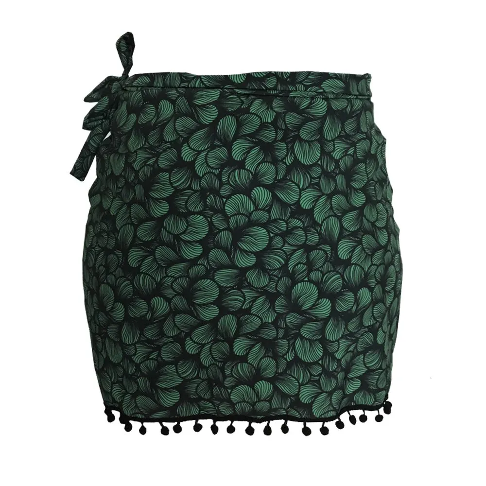 Green Waves Swim Cover Up Pareo Skirt