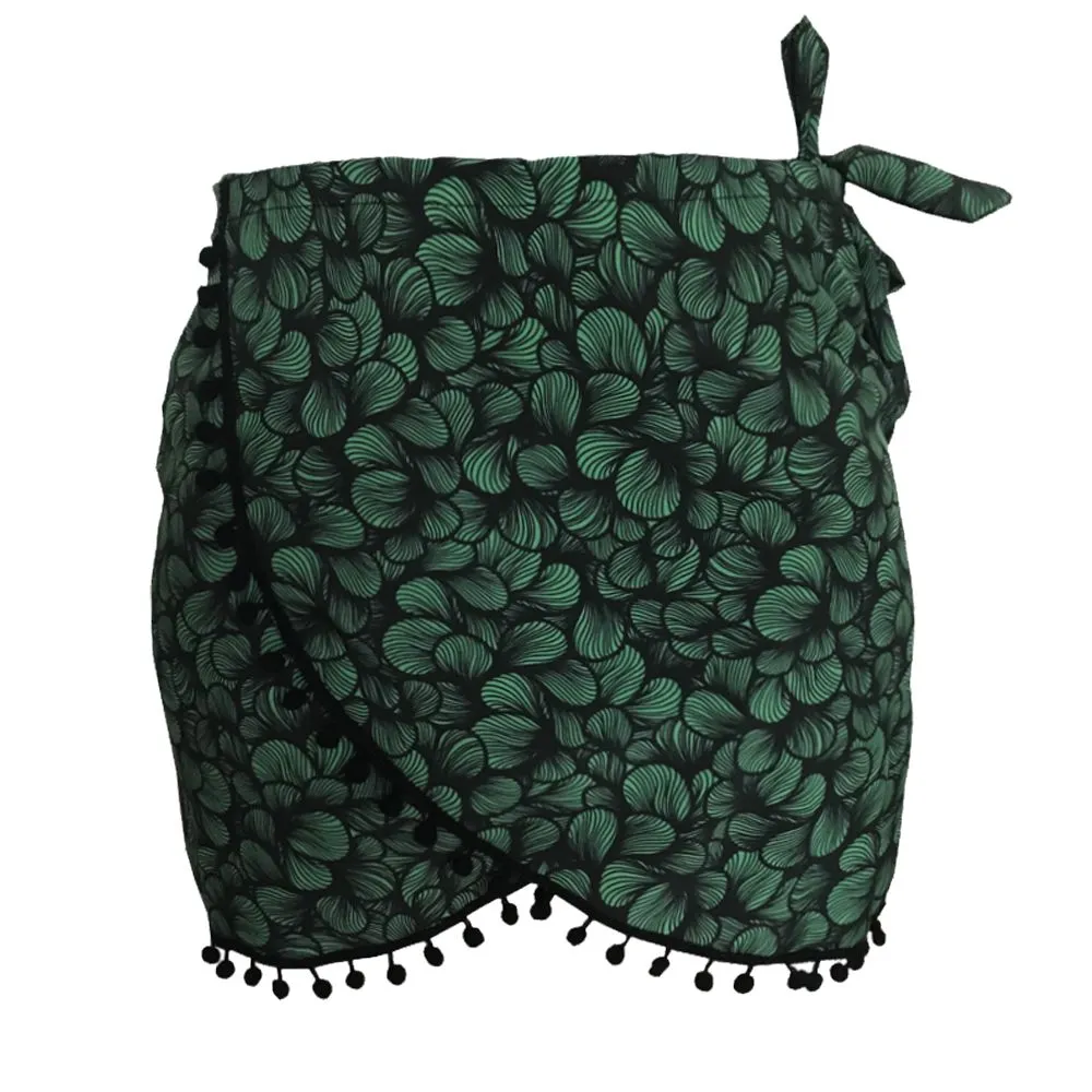 Green Waves Swim Cover Up Pareo Skirt