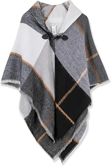 Grey Riverts Winter Chic Plaid Poncho Cardigan