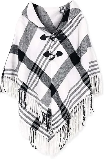 Grey Riverts Winter Chic Plaid Poncho Cardigan