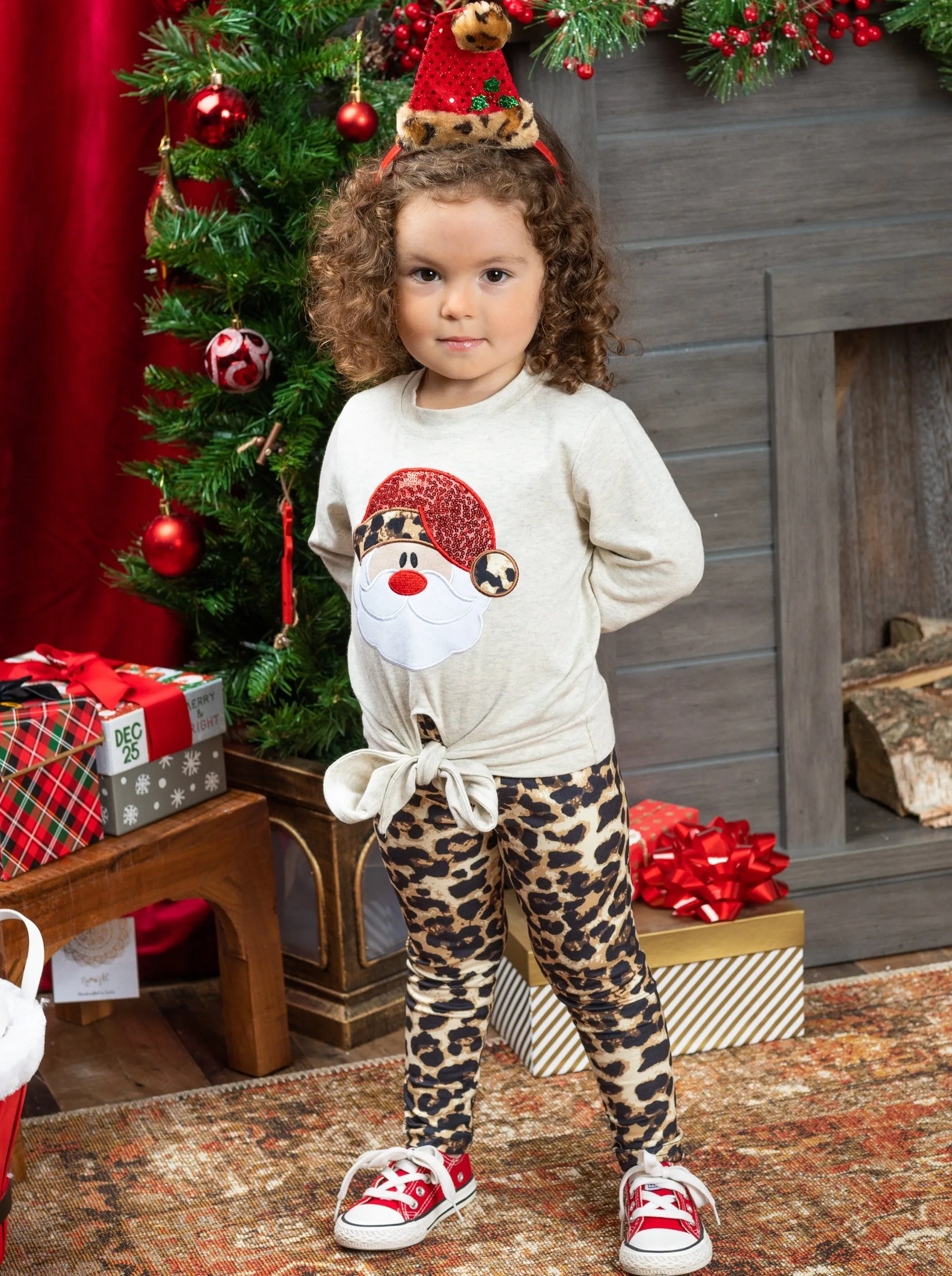 Here Comes Santa Leopard Legging Set